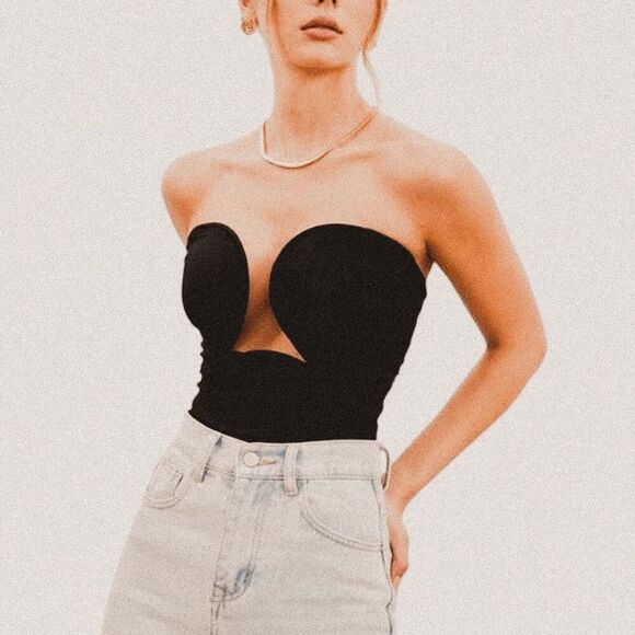 Commense Black Strapless Wire Bustier Cutout Tube Top – Y2K Night Out NWT (Sz M) - Picture 1 of 6